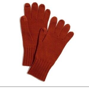 Madewell 100% Wool Ribbed Texting Gloves In Rust One Size New